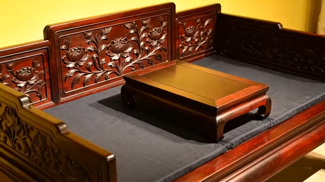  雕花红木罗汉床400#横屏 	 