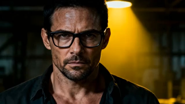  戴眼镜的严肃男性382#横屏 	 -