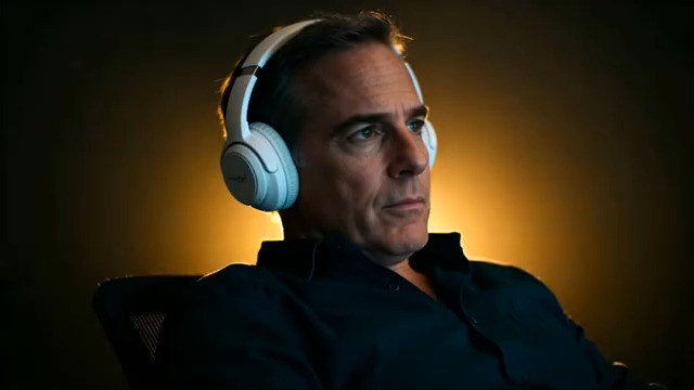  戴耳机的成熟男性372#横屏 	 