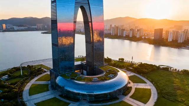  大连星海广场地标日转夜360#横屏 	 