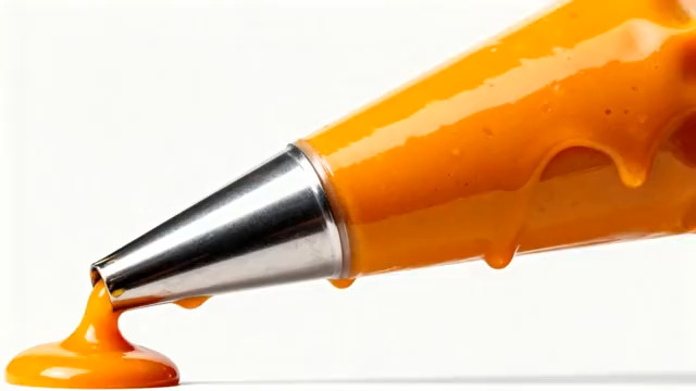  橙色酱料裱花袋挤出特写292#横屏 	 -