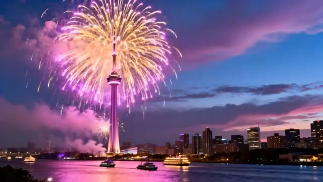  城市夜空烟花秀282#横屏 	 