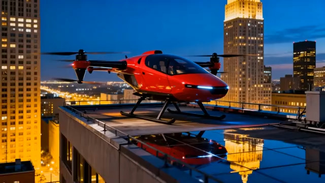  城市夜景红色飞行汽车274#横屏 	 