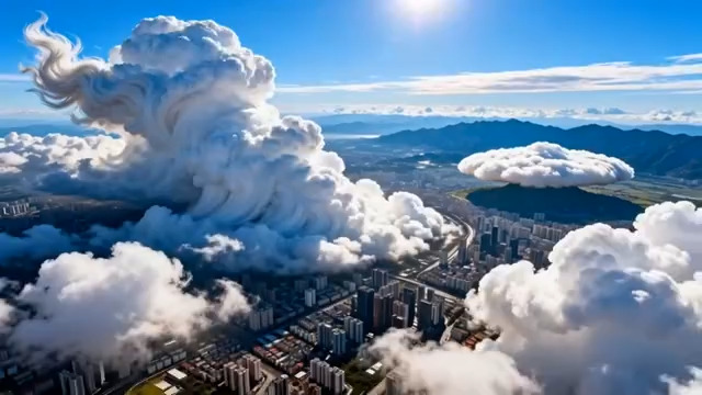  城市上空的壮观积雨云260#横屏 	 