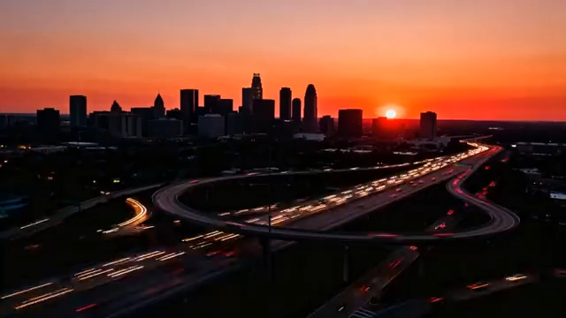  城市日落交通延时259#横屏 	 