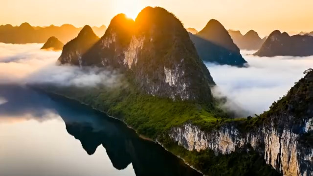  晨曦云海映山峰219#横屏 	 -