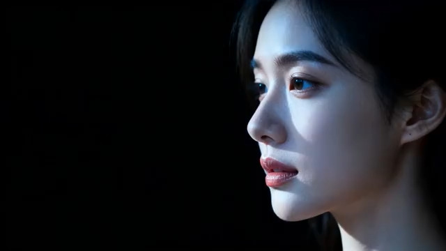  侧颜美女特写镜头142#横屏 	 