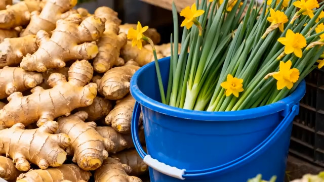  菜市场生姜与小葱特写109#横屏 	 - 