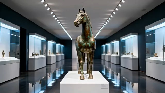  博物馆青铜马雕塑展示84#横屏 	 - 