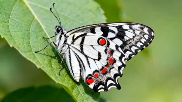  彩蝶停驻绿叶特写92#横屏 	 -