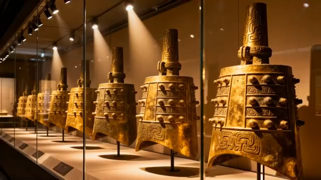  博物馆青铜编钟特写83#横屏 	 