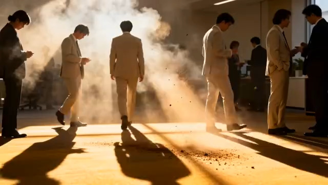  办公室烟雾中的商务交谈42#横屏 	 