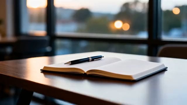  桌上翻开的书本与钢笔344#横屏 	 