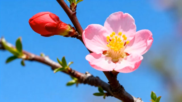  枝头绽放的粉色桃花1518#横屏 	 -