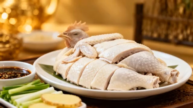  整只白切鸡配佐料摆盘629#横屏 	 - 