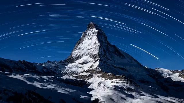  夜空下的雪山星轨素材1399#横屏 	 
