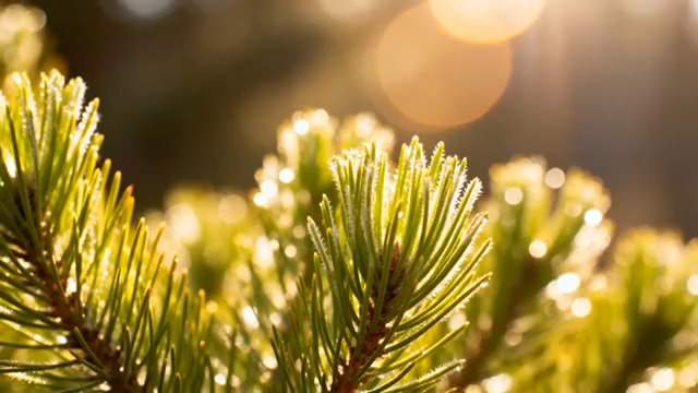 阳光下的松树叶特写717#横屏 	 - 