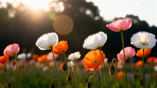  阳光下多彩花朵特写2003#横屏 	 