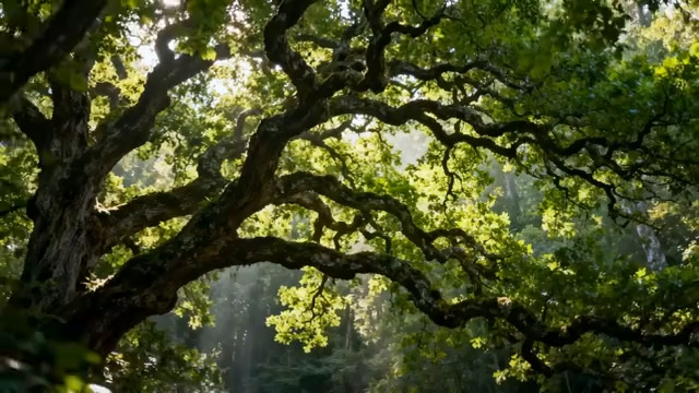  阳光照耀下的森林树木景观(1)702#横屏 	 