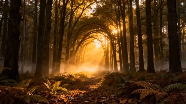  阳光照耀下的森林景象2949#横屏 	 