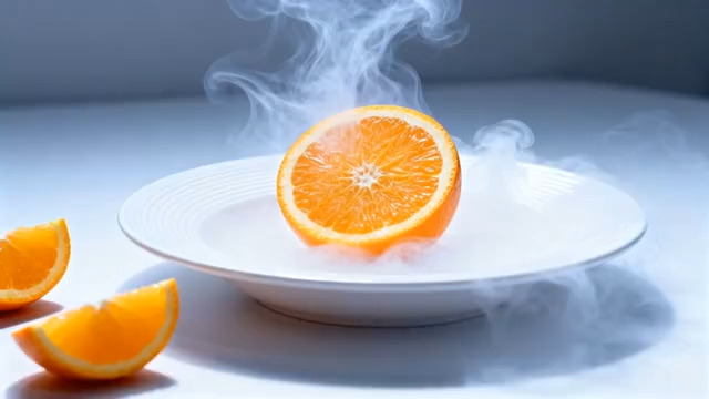  烟雾中的橙子特写素材1442#横屏 	 -