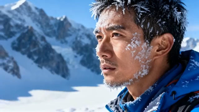  雪山前脸部挂霜的男子2181#横屏 	 - 