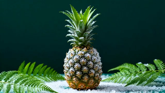  雪覆菠萝特写素材1436#横屏 	 