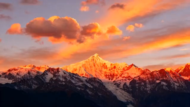  雪山日出自然风光素材705#横屏 	 -