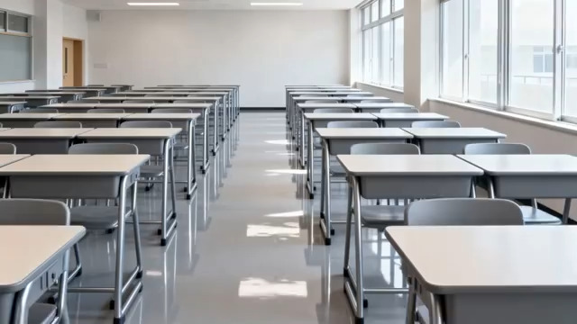  学校教室空课桌场景素材244#横屏 	 