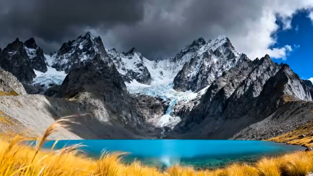  雪山湖泊自然风光1691#横屏 	 