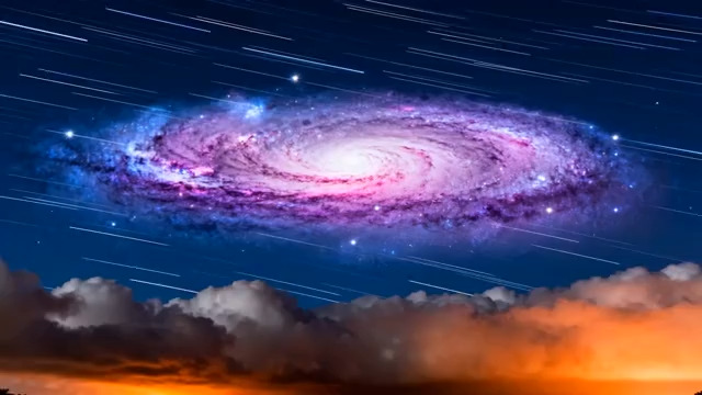 星空下的星系与云层景观1268#横屏 	 