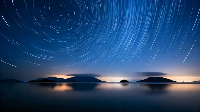  星空星轨湖面自然风光1132#横屏 	 