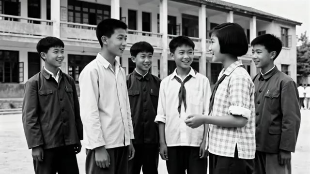  校园中学生交流场景544#横屏 	 