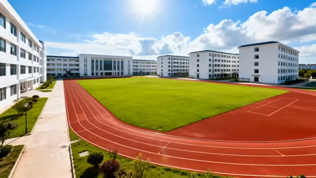 校园跑道及建筑全景300#横屏 	 