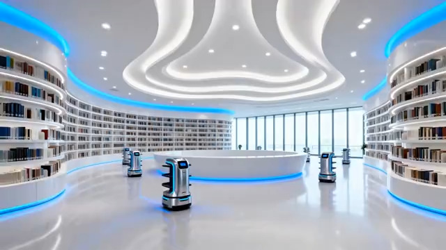  现代科技感图书馆内部场景12#横屏 	 