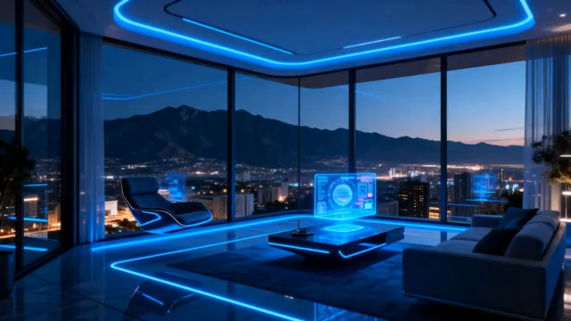  现代科技感智能家居客厅场景1195#横屏 	 