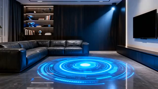  现代客厅科技感地面投影画面1649#横屏 	 