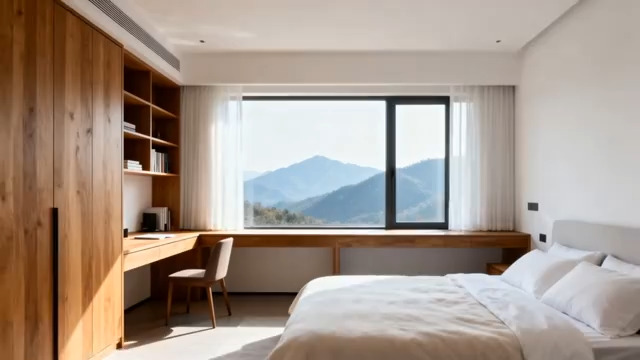  现代卧室带窗书桌景观2037#横屏 	 