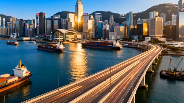  香港城市风光与跨海桥梁2858#横屏 	 -