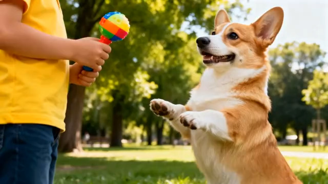  小孩公园逗狗互动1135#横屏 	 