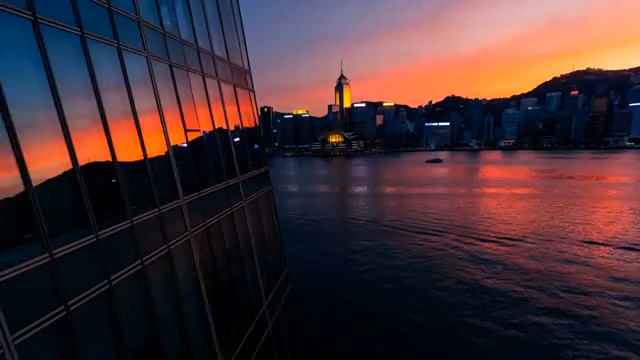  香港城市建筑黄昏江景1020#横屏 	 