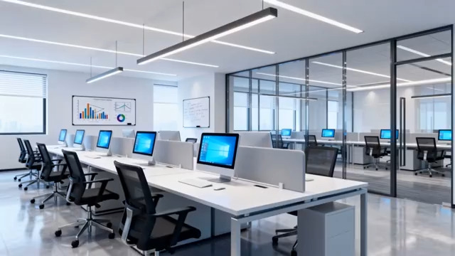  现代办公室电脑办公场景1385#横屏 	 