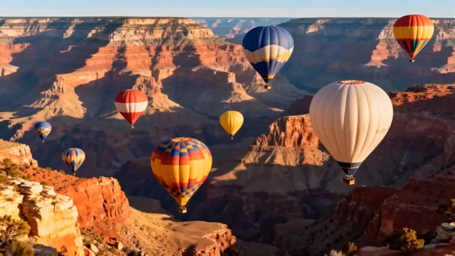  峡谷上空的热气球景观2760#横屏 	 - 