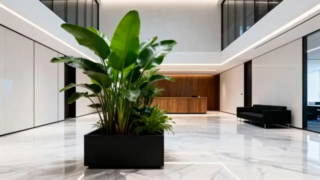  现代办公大厅绿植景观2004#横屏 	 