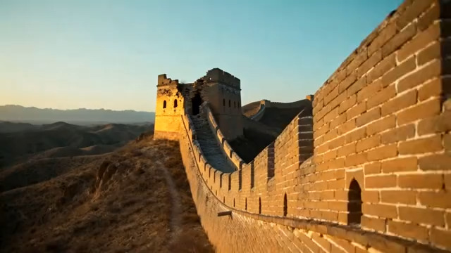  夕阳下的长城风光343#横屏 	 