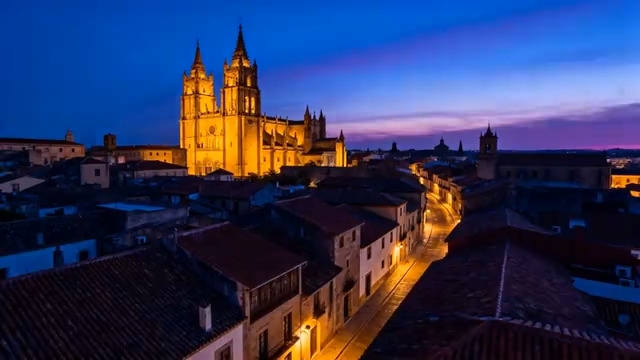  西班牙城市建筑黄昏景观2674#横屏 	 