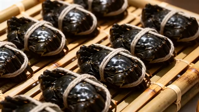 竹制托盘上的螃蟹4309#横屏 