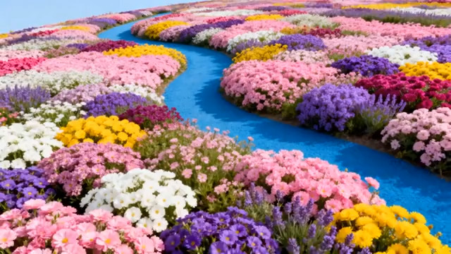  五彩斑斓花海小径风景816#横屏 	 - 