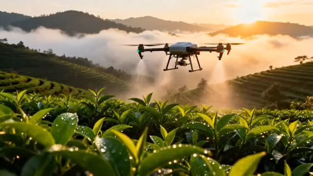  无人机在茶园上空飞行2007#横屏 	 