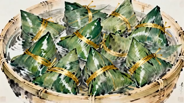 竹篮中摆放的粽子素材4143#横屏 